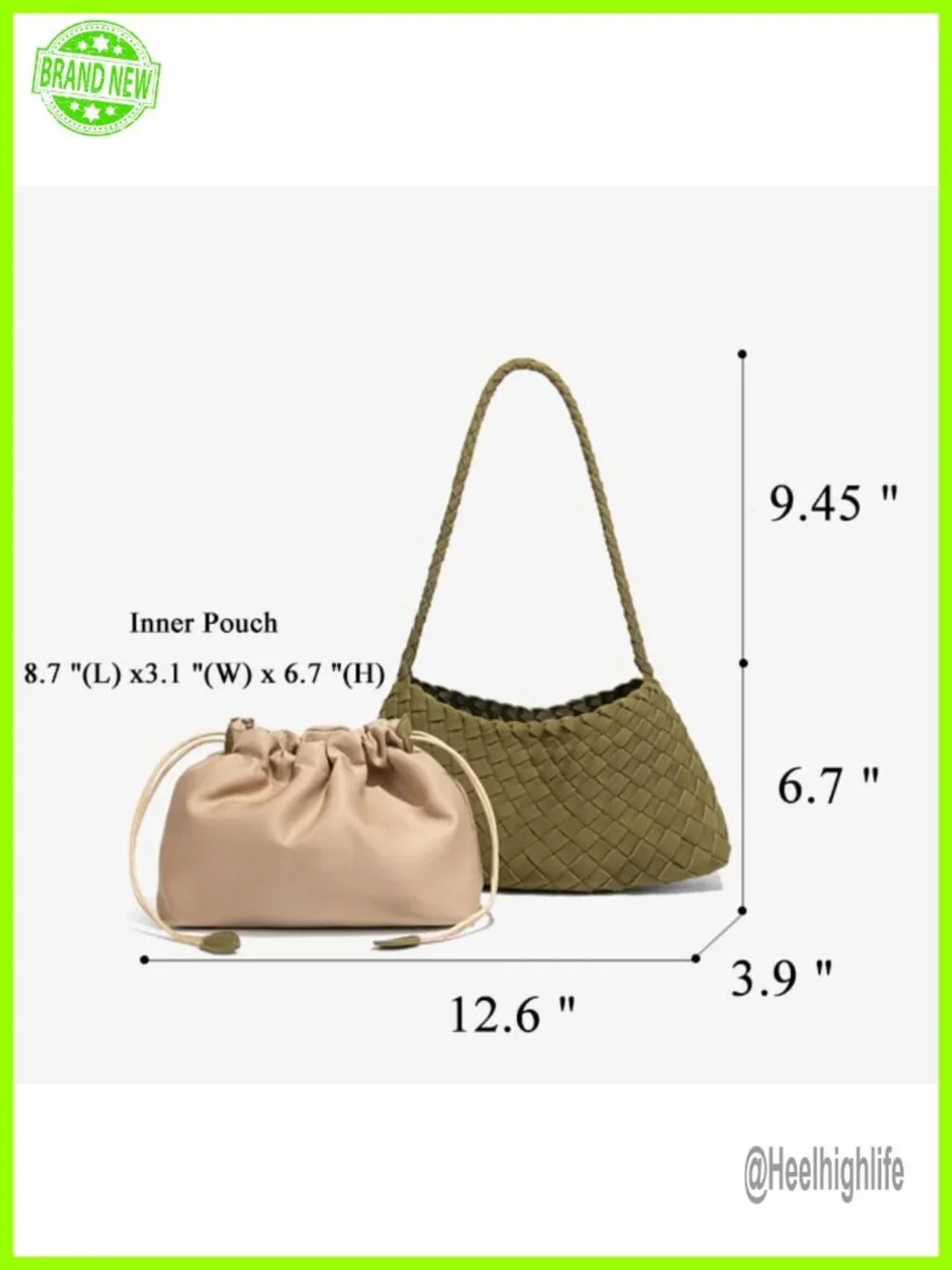 Woven Hobo Bag Suede Tote Shoulder Purse Faux Leather
